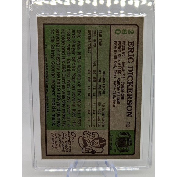 ERIC DICKERSON Rookie Auto 1984 Rookie Card #280 RC Rams - Picture 9 of 9